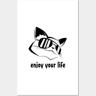 Enjoy your life, cat with sunglasses Posters and Art